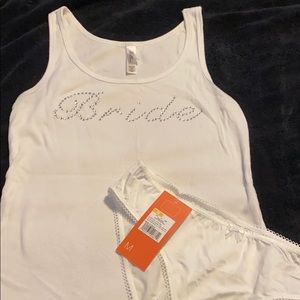 Bridal panties and embellished tank top